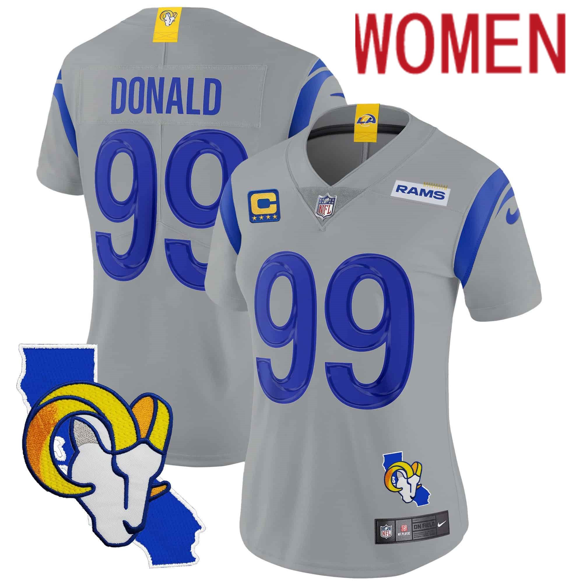 Women Los Angeles Rams #99 Donald Grey 2024 Nike California Patch Vapor Limited NFL Jersey